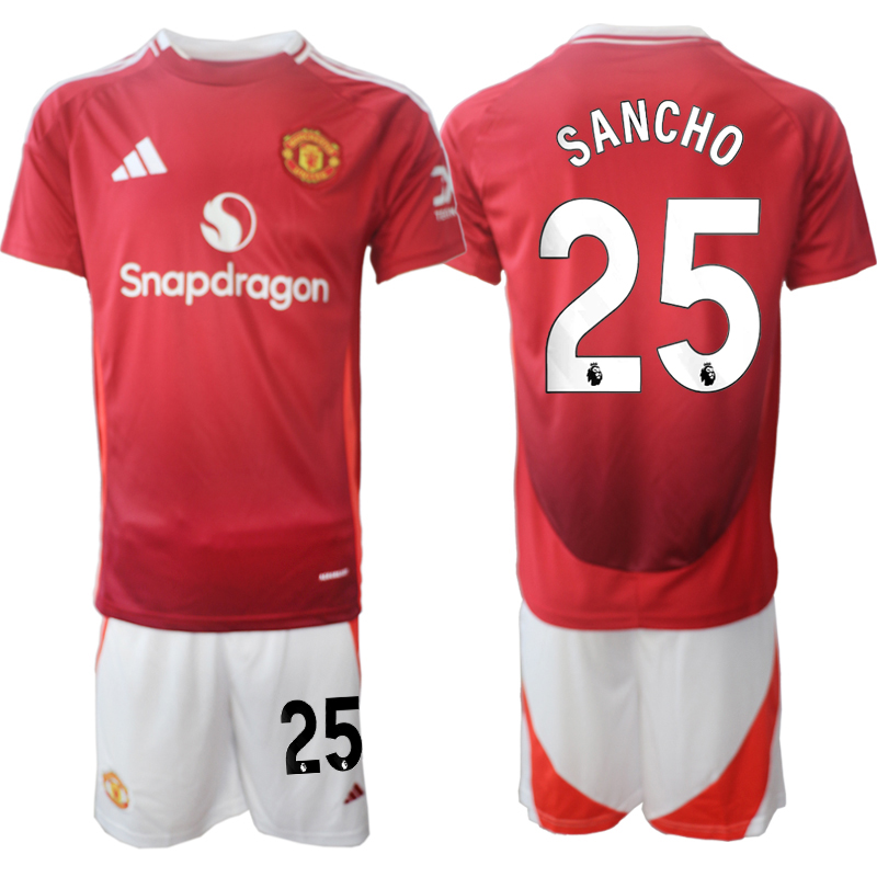 Men 2024-2025 Club Manchester United home Red #25 Soccer Jersey